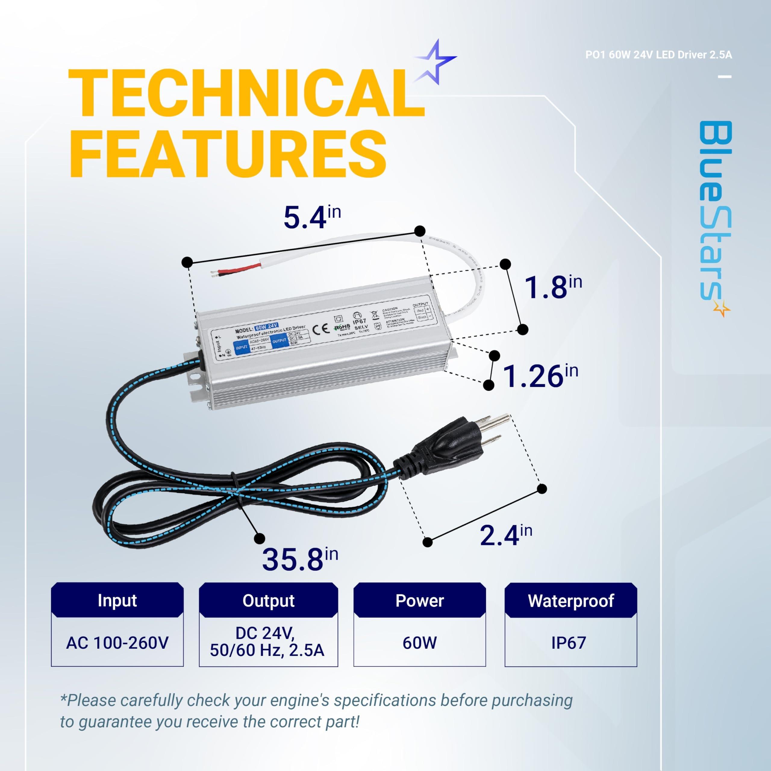 [Lifetime Warranty] 60W 24V LED Power Supply Driver 2.5A AC 100-260V to 24V DC IP67 Waterproof image 1