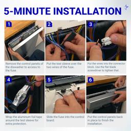 [Lifetime Warranty] W10402110 Dishwasher Fuse Kit - Fit Whirlpool Kenmore KitchenAid Dishwashers - Replaces W10195528 W10402110VP PS4704481 AP5645909 - with Protective Sleeve & Foil & Zip Ties thumbnail 7