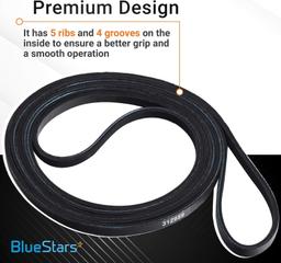 [Lifetime Warranty] Y312959 WPY312959 312959 Dryer Tumbler & Motor Belt - Compatible with Maytag DE106, DE107, DE110, DE180, DE18CA, DE18CM, DE18CS, DE18CT, DE19CA, DE19CD, DE19CS, DE19CT - Pack of 2 thumbnail 3