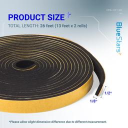 [Lifetime Warranty] Adhesive Door & Window Foam Tape 1/2"W x 1/8" T 26ft thumbnail 1