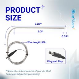 [Lifetime Warranty] Temperature Meat Probe with Thermometer Probe Holder Clip Replacement for Rec Tec Recteq RT-B380 Bullseye, RT-590, RT-700 Wood Pellet Grills - Pack of 2 thumbnail 2