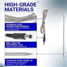 [Lifetime Warranty] Temperature Meat Probe with Thermometer Probe Holder Clip Replacement for Rec Tec Recteq RT-B380 Bullseye, RT-590, RT-700 Wood Pellet Grills - Pack of 2 thumbnail 5