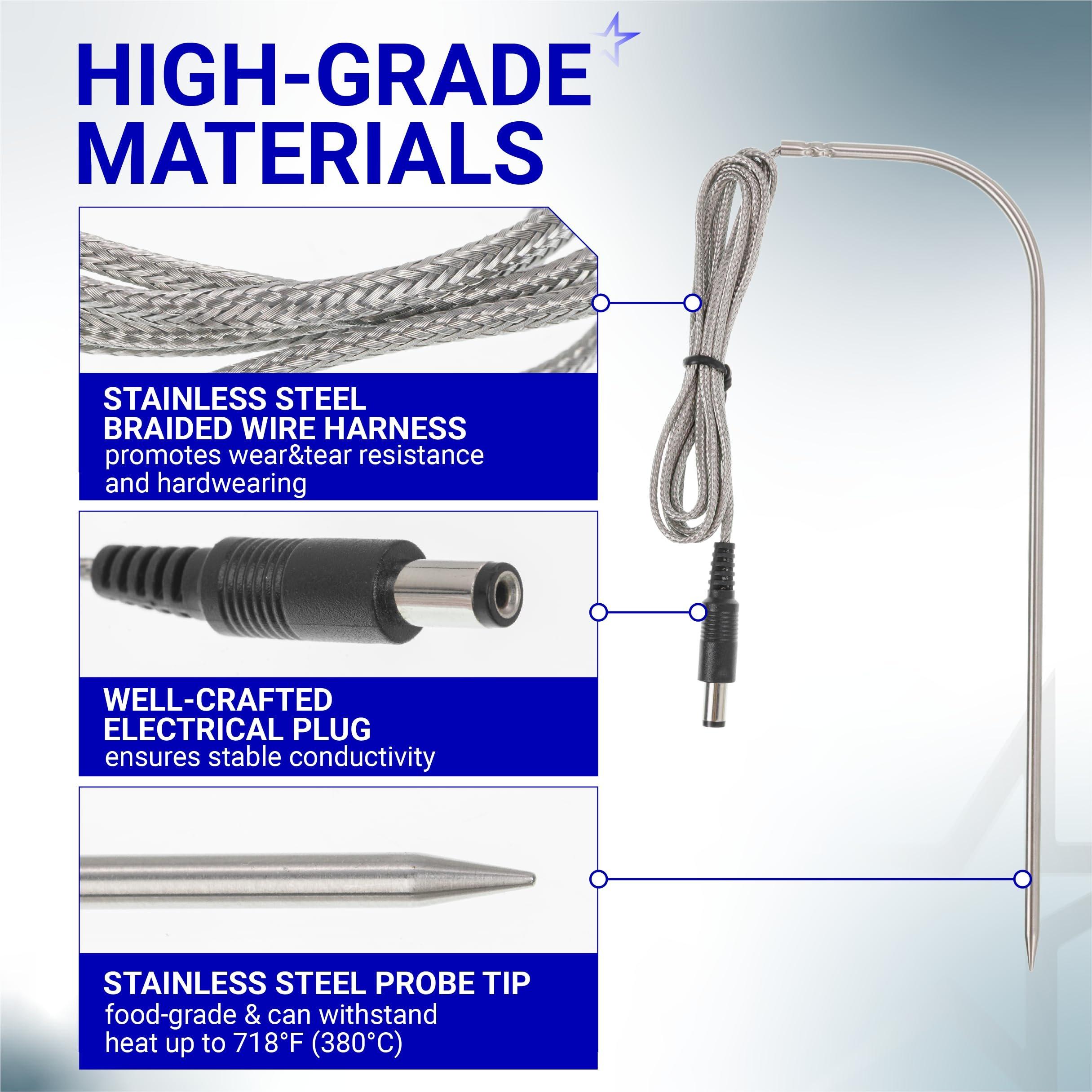 [Lifetime Warranty] Temperature Meat Probe with Thermometer Probe Holder Clip Replacement for Rec Tec Recteq RT-B380 Bullseye, RT-590, RT-700 Wood Pellet Grills - Pack of 2 image 5