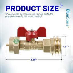 [Lifetime Warranty] 20lb to 1lb Propane Tank Adapter with Valve - Fit 1lb / 16.4oz Disposable Throwaway Cylinder, Convert CGA600 to QCC1 Male Thread/POL Female Thread thumbnail 2