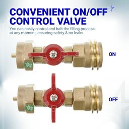 [Lifetime Warranty] 20lb to 1lb Propane Tank Adapter with Valve - Fit 1lb / 16.4oz Disposable Throwaway Cylinder, Convert CGA600 to QCC1 Male Thread/POL Female Thread thumbnail 3