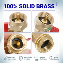 [Lifetime Warranty] 20lb to 1lb Propane Tank Adapter with Valve - Fit 1lb / 16.4oz Disposable Throwaway Cylinder, Convert CGA600 to QCC1 Male Thread/POL Female Thread thumbnail 6