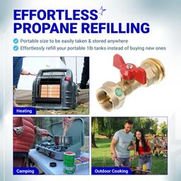 [Lifetime Warranty] 20lb to 1lb Propane Tank Adapter with Valve - Fit 1lb / 16.4oz Disposable Throwaway Cylinder, Convert CGA600 to QCC1 Male Thread/POL Female Thread thumbnail 8