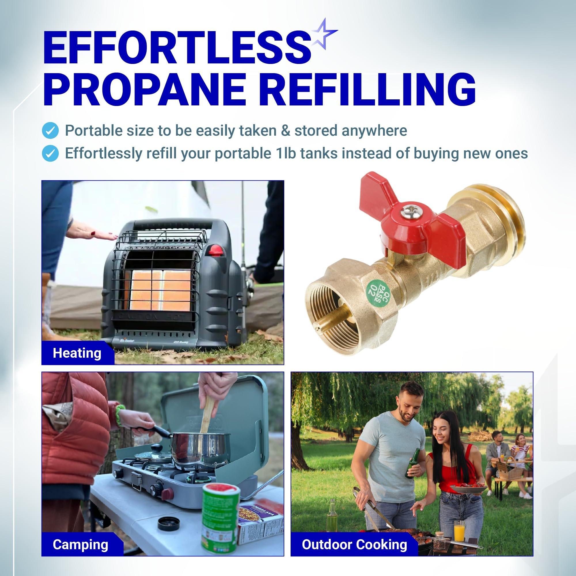 [Lifetime Warranty] 20lb to 1lb Propane Tank Adapter with Valve - Fit 1lb / 16.4oz Disposable Throwaway Cylinder, Convert CGA600 to QCC1 Male Thread/POL Female Thread image 8