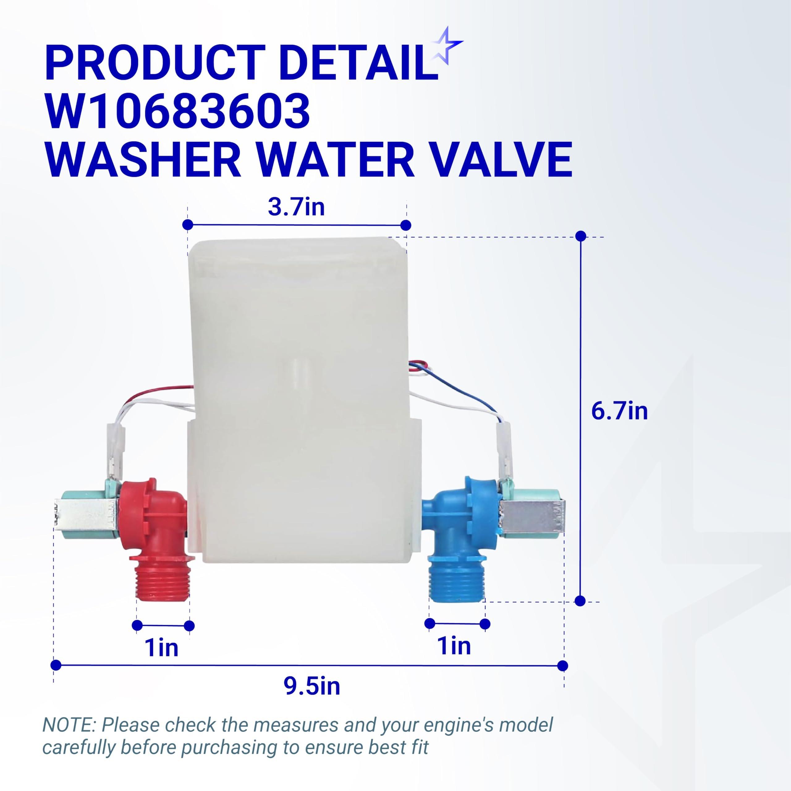 W10683603 Washer Water Inlet Valve - For Whirlpool Crosley Maytag Inglis Roper Washer image 1