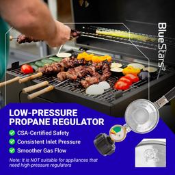 [Lifetime Warranty] [CSA Certified] 6 Feet Propane Hose Regulator with Gauge - Universal Regulator for Weber Charbroil Nexgrill Cuisinart Grill, Patio Heater and Fire Pit, Low Pressure 3/8" Female Flare Nut thumbnail 6