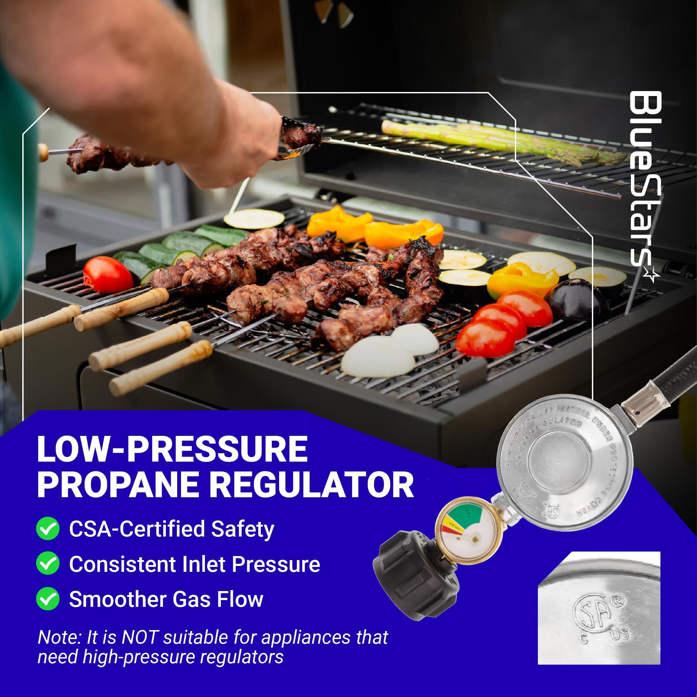 [Lifetime Warranty] [CSA Certified] 6 Feet Propane Hose Regulator with Gauge - Universal Regulator for Weber Charbroil Nexgrill Cuisinart Grill, Patio Heater and Fire Pit, Low Pressure 3/8" Female Flare Nut image 6