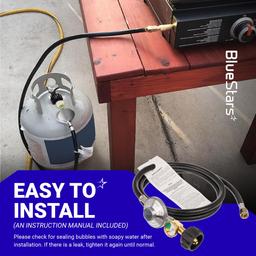 [Lifetime Warranty] [CSA Certified] 6 Feet Propane Hose Regulator with Gauge - Universal Regulator for Weber Charbroil Nexgrill Cuisinart Grill, Patio Heater and Fire Pit, Low Pressure 3/8" Female Flare Nut thumbnail 7