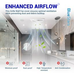 [Lifetime Warranty] 97011790 S97011790 Bathroom Exhaust Fan Cover - Compatible with Nutone Broan Wall Fan - Replaces 509S-A 509S-B 509SMG 503 505 507 - 11.5 x 11.5 Inch ABS Wall Ventilation Grille thumbnail 2