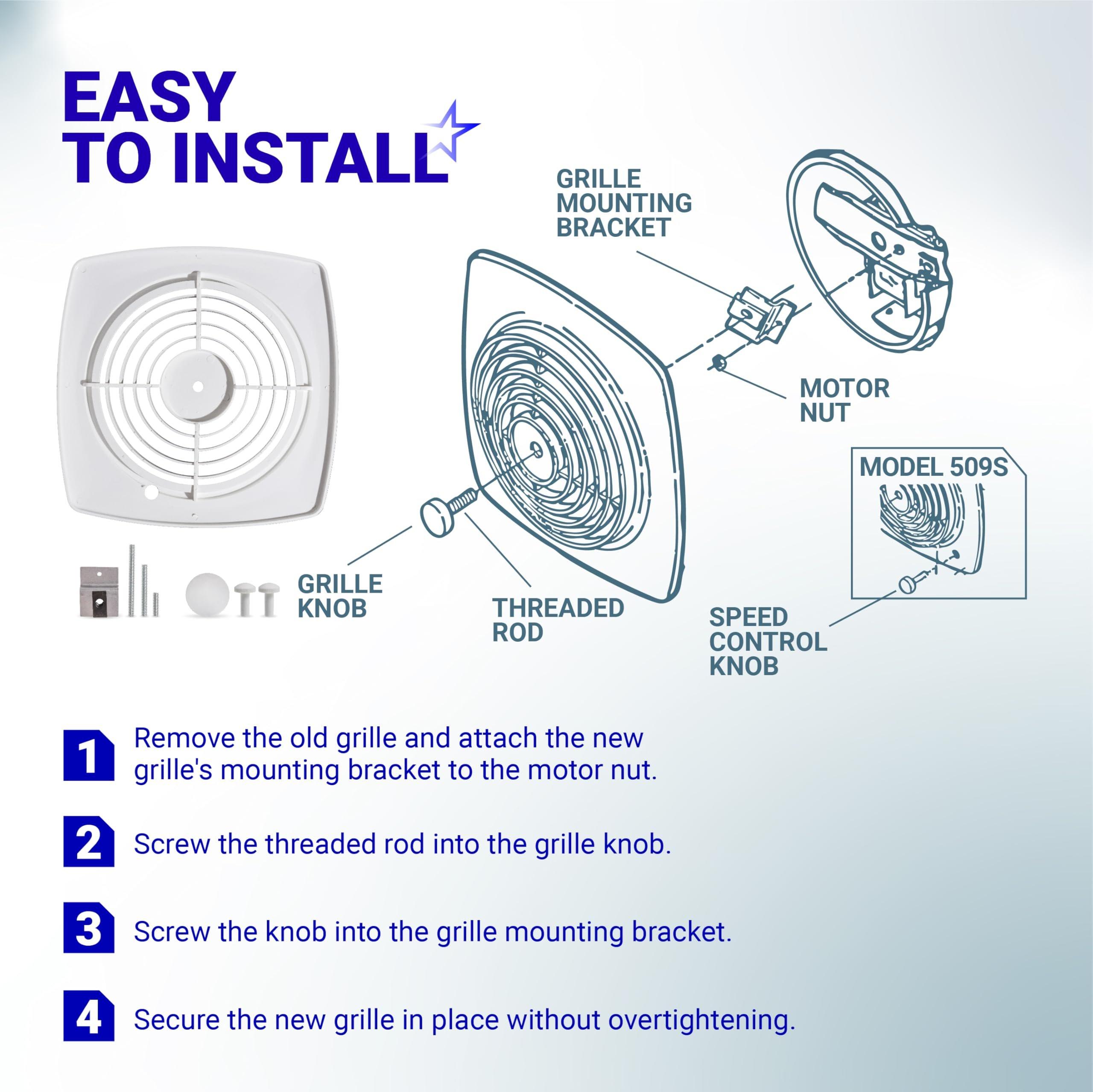 [Lifetime Warranty] 97011790 S97011790 Bathroom Exhaust Fan Cover - Compatible with Nutone Broan Wall Fan - Replaces 509S-A 509S-B 509SMG 503 505 507 - 11.5 x 11.5 Inch ABS Wall Ventilation Grille image 6