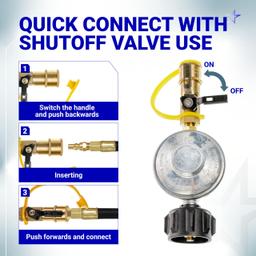 [Lifetime Warranty] Propane Quick Connect Adapter, 1/4" Propane Gas Grill Regulator with QCC1 Quick Connect Fittings, Connects 5-50lbs Propane Tank for Heaters Grills BBQ Camping RV Propane Regulator thumbnail 5