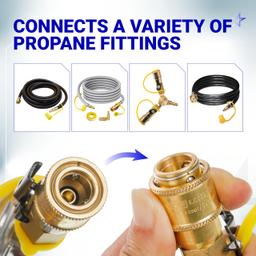 [Lifetime Warranty] Propane Quick Connect Adapter, 1/4" Propane Gas Grill Regulator with QCC1 Quick Connect Fittings, Connects 5-50lbs Propane Tank for Heaters Grills BBQ Camping RV Propane Regulator thumbnail 6