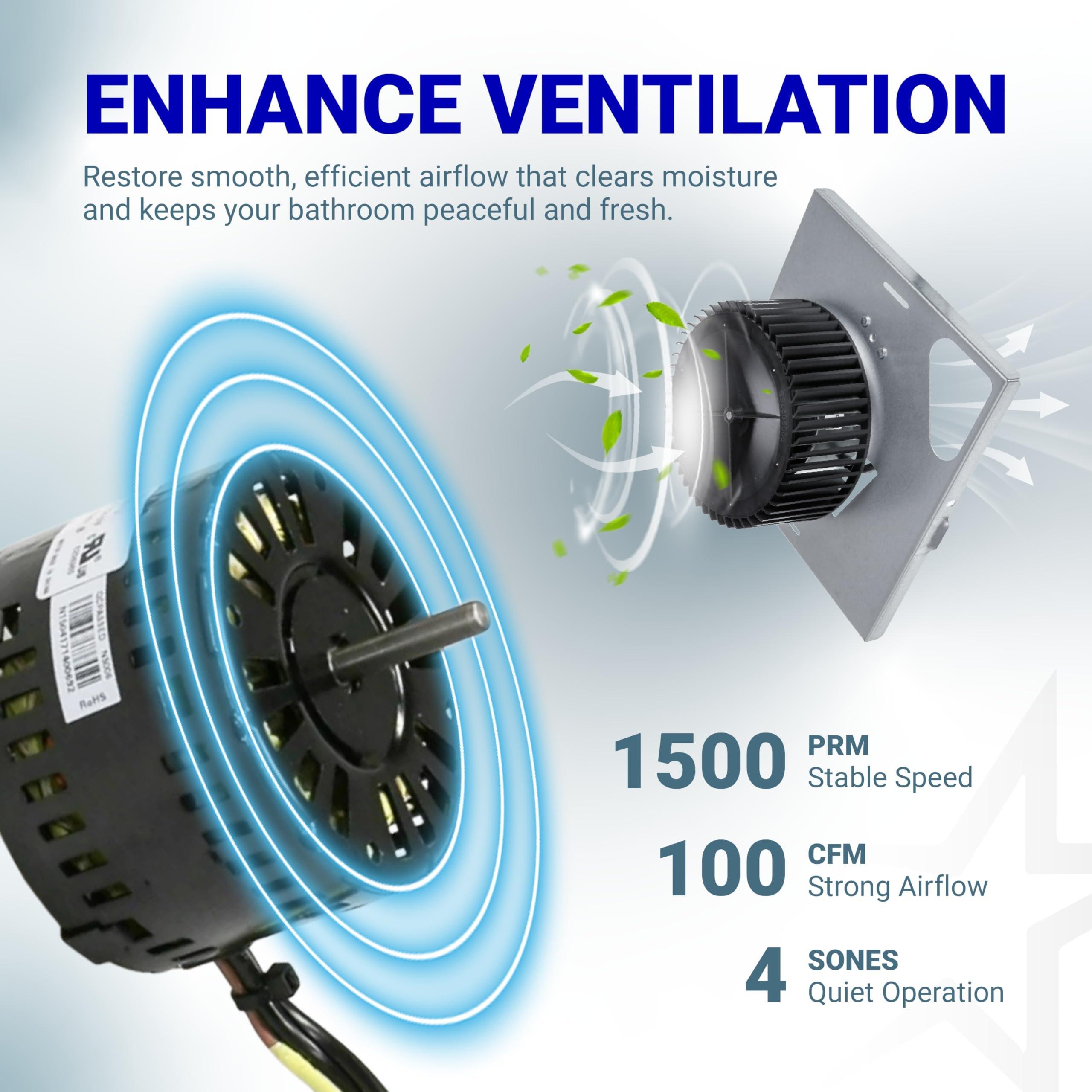 [Lifetime Warranty] S97015157 Bathroom Exhaust Fan Motor Assembly - 8"× 8-1/4" Housing - Compatible with Broan NuTone - Motor Replacement 110 CFM/ 4 Sones image 1