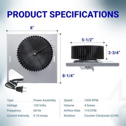 [Lifetime Warranty] S97015157 Bathroom Exhaust Fan Motor Assembly - 8"× 8-1/4" Housing - Compatible with Broan NuTone - Motor Replacement 110 CFM/ 4 Sones thumbnail 5