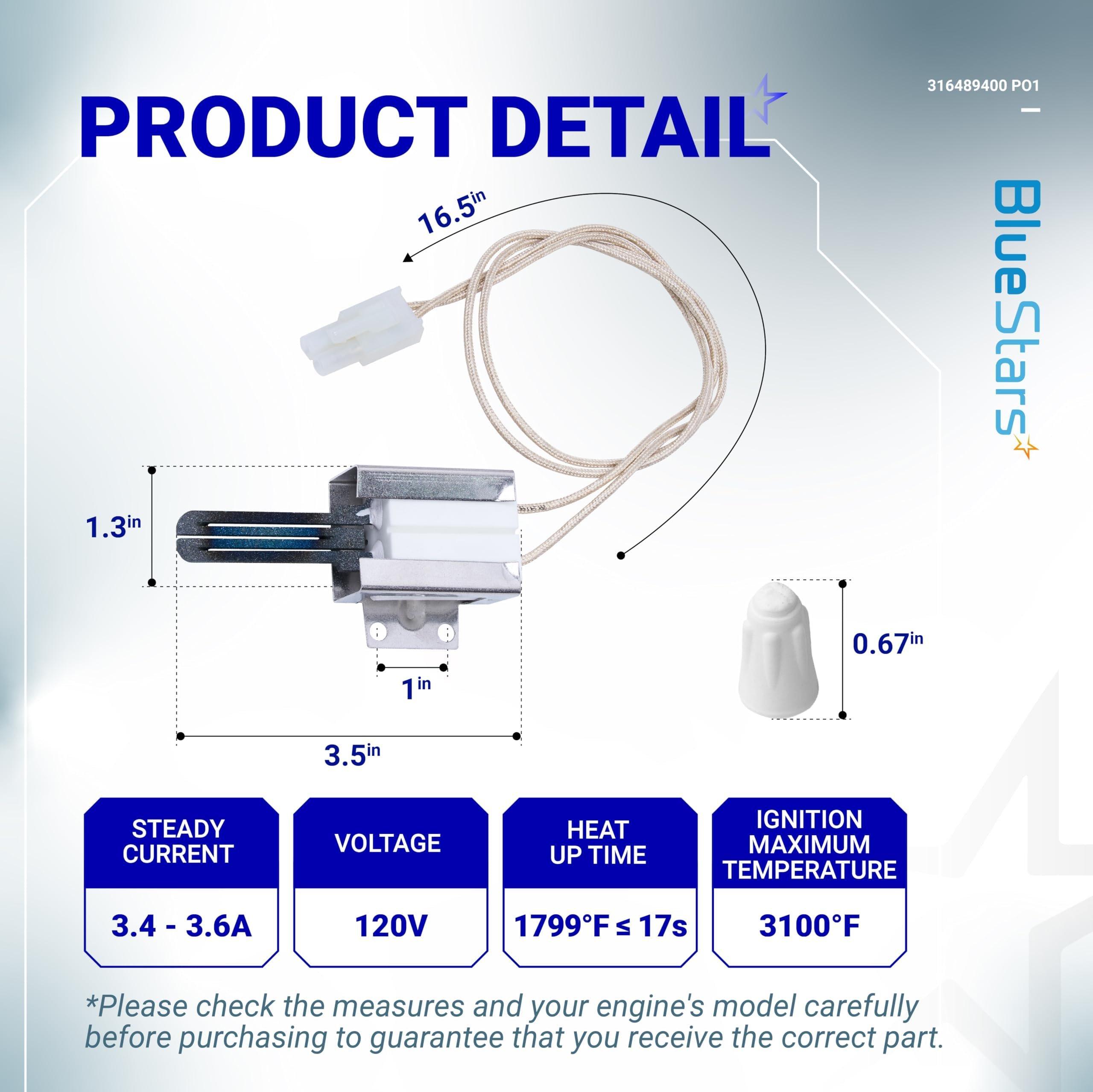 [Lifetime Warranty] 316489400 Range Oven Igniter for Frigidaire Kenmore Electrolux Crosley Range Oven - Replaces 316428500 316428501 5304462661 7316489400 1197384 AP3963540 PS1528534 EAP1528534 and more image 1