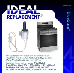 [Lifetime Warranty] 316489400 Range Oven Igniter for Frigidaire Kenmore Electrolux Crosley Range Oven - Replaces 316428500 316428501 5304462661 7316489400 1197384 AP3963540 PS1528534 EAP1528534 and more thumbnail 2
