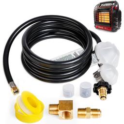 [Lifetime Warranty] [CSA Listed] 12 FT F273684 Propane Hose - Fit for Mr Heater Big Buddy Heaters, RV, Grill, Gas Stove, Range, Gas Generator with POL Interface, 3/8in Female x 3/8in Male Street Elbow thumbnail 0