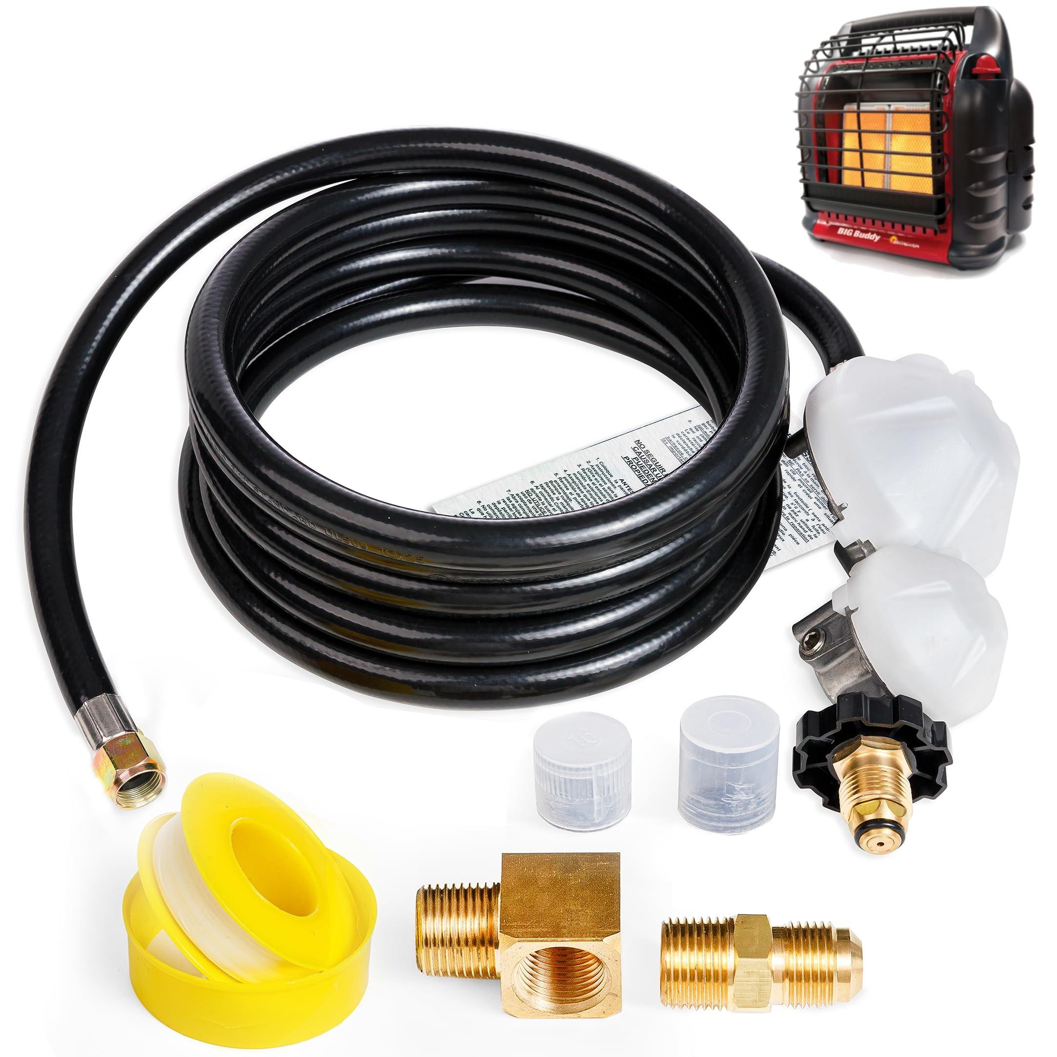 [Lifetime Warranty] [CSA Listed] 12 FT F273684 Propane Hose - Fit for Mr Heater Big Buddy Heaters, RV, Grill, Gas Stove, Range, Gas Generator with POL Interface, 3/8in Female x 3/8in Male Street Elbow image 0