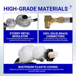 [Lifetime Warranty] [CSA Listed] 12 FT F273684 Propane Hose - Fit for Mr Heater Big Buddy Heaters, RV, Grill, Gas Stove, Range, Gas Generator with POL Interface, 3/8in Female x 3/8in Male Street Elbow thumbnail 5