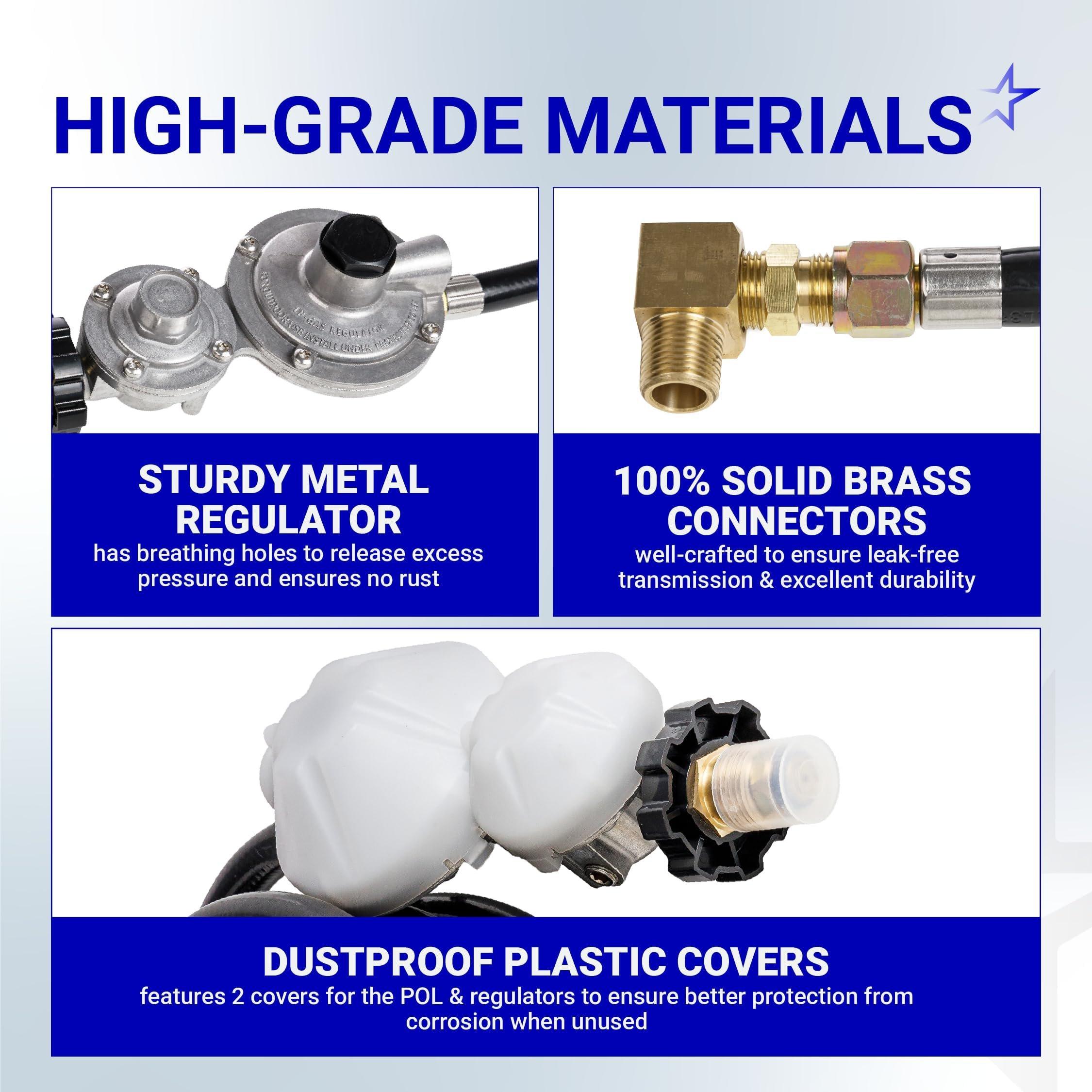 [Lifetime Warranty] [CSA Listed] 12 FT F273684 Propane Hose - Fit for Mr Heater Big Buddy Heaters, RV, Grill, Gas Stove, Range, Gas Generator with POL Interface, 3/8in Female x 3/8in Male Street Elbow image 5