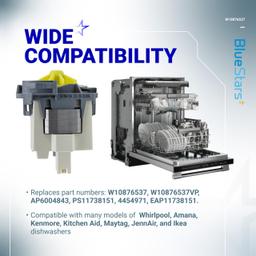 [Lifetime Warranty] W10876537 W10724439 Dishwasher Drain Pump - Compatible with Whirlpool Amana Kenmore KitchenAid Maytag - WDT720PADM2 WDF320PADS2 WDT970SAHZ0 WDT730PAHZ0 AP6004843 PS11738151 4454971 thumbnail 3