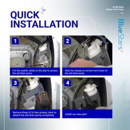 [Lifetime Warranty] W10876600 W10727777 Washer Drain Pump - Compatible with Whirlpool, Maytag Bravos XL MVWB835DW1, Kenmore, Crosley Washing Machines - Replaces W10876600VP, B25-3A04, AP6004933, PS11738156 thumbnail 6