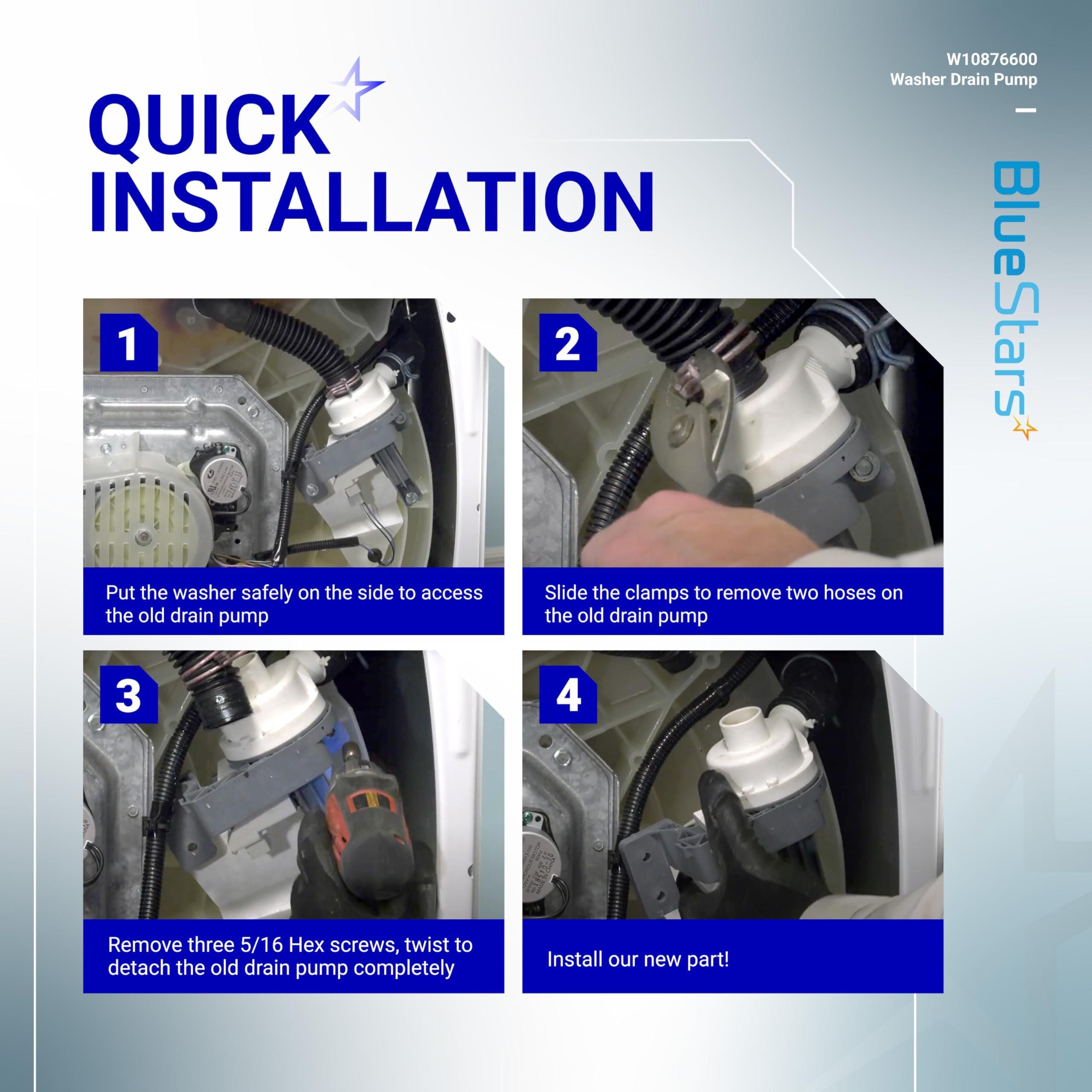 [Lifetime Warranty] W10876600 W10727777 Washer Drain Pump - Compatible with Whirlpool, Maytag Bravos XL MVWB835DW1, Kenmore, Crosley Washing Machines - Replaces W10876600VP, B25-3A04, AP6004933, PS11738156 image 6