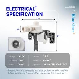 [Lifetime Warranty] W10876600 W10727777 Washer Drain Pump - Compatible with Whirlpool, Maytag Bravos XL MVWB835DW1, Kenmore, Crosley Washing Machines - Replaces W10876600VP, B25-3A04, AP6004933, PS11738156 thumbnail 2