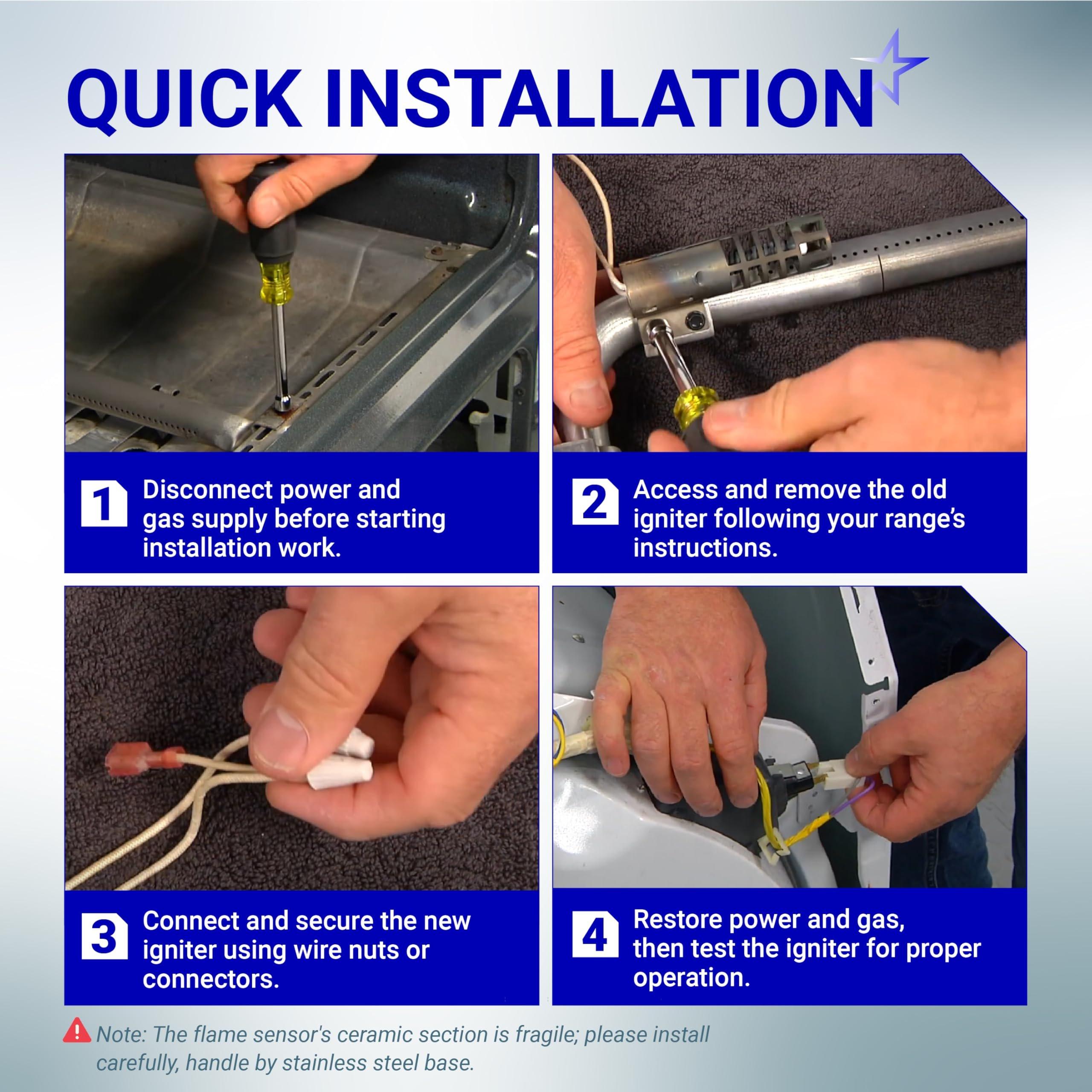 [Lifetime Warranty] AP5315579 Gas Range Oven Igniter - Compatible with Viking Range Ovens - Replaces PB040001 065650-000 702263 SGR40001 GR40001 792263- Includes 2 Igniters and 4 Ceramic Nuts image 6