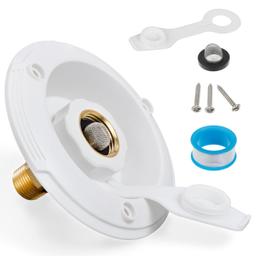 [Lifetime Warranty] RV City Water Inlet with Check Valve  - 3/4" NH Female to 1/2" NPT Male - Includes Screws & Teflon Tape thumbnail 0