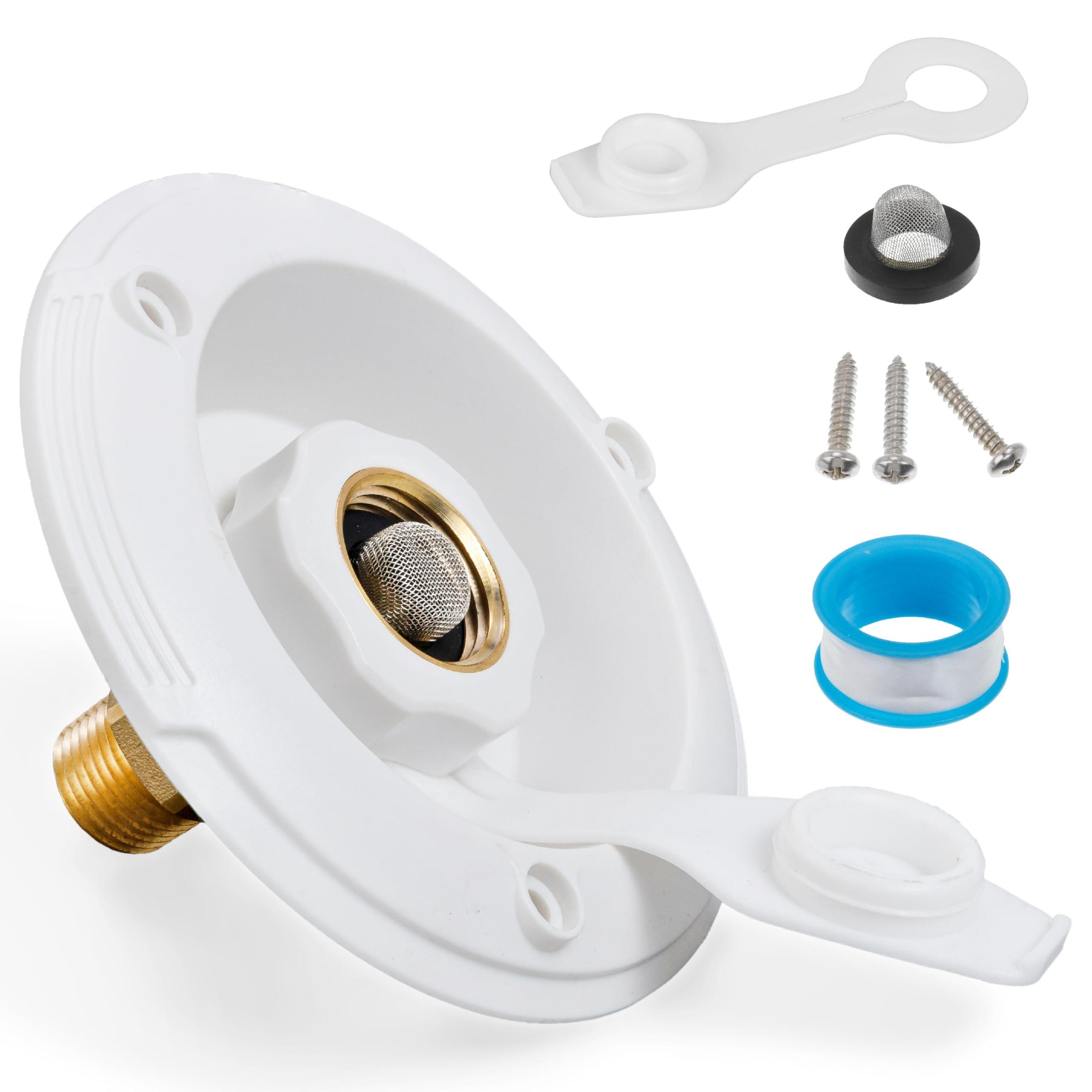 [Lifetime Warranty] RV City Water Inlet with Check Valve  - 3/4" NH Female to 1/2" NPT Male - Includes Screws & Teflon Tape image 0