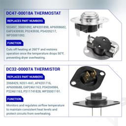 [Lifetime Warranty] DC47-00032A Dryer Heating Element Kit - Includes DC47-00018A, DC96-00887A, DC47-00016A, DC32-00007A for 3-Wire Samsung Dryers thumbnail 4