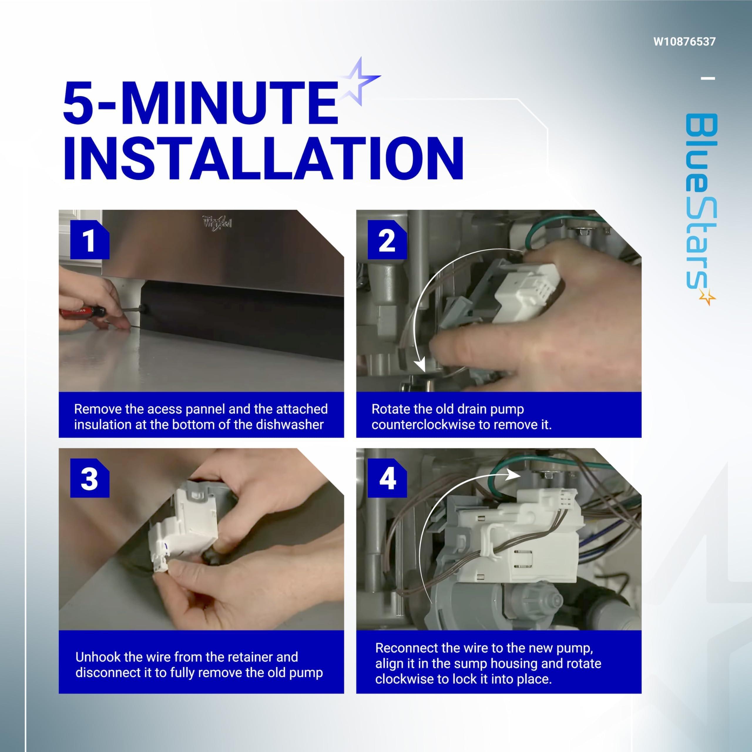 [Lifetime Warranty] W10876537 W10724439 Dishwasher Drain Pump - Compatible with Whirlpool Amana Kenmore KitchenAid Maytag - WDT720PADM2 WDF320PADS2 WDT970SAHZ0 WDT730PAHZ0 AP6004843 PS11738151 4454971 image 8