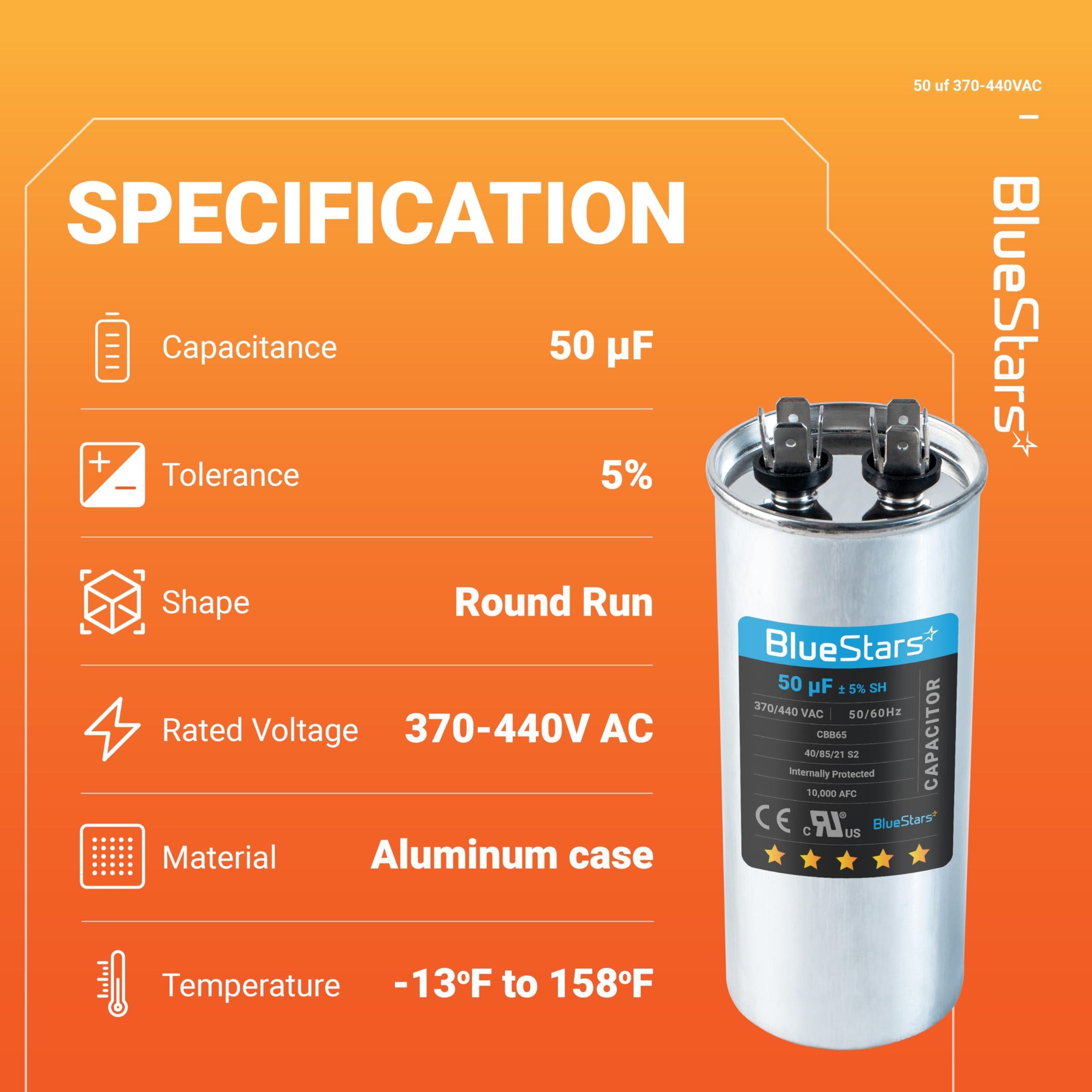 [Lifetime Warranty] 50 uF MFD Â±5% 370/440 VAC CBB65 Motor Run Round Capacitor image 2