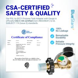 [Lifetime Warranty] 100 lb Propane Tank Adapter, POL Propane Gauge for 100 lb Propane Tank, Converts POL LP Tank Service Valve to QCC1/Type 1 - Old to New Connection Type thumbnail 1