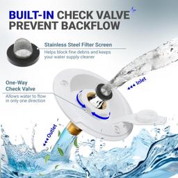 [Lifetime Warranty] RV City Water Inlet with Check Valve  - 3/4" NH Female to 1/2" NPT Male - Includes Screws & Teflon Tape thumbnail 3