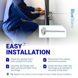 [Lifetime Warranty] 1.8" Steel Garage Door Rollers with 7" Stem for Standard 2" Track Garage Doors (Silver) - Pack of 2 thumbnail 5