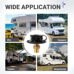 [Lifetime Warranty] RV City Water Inlet - Brass Black Flange with Check Valve - 3/4" NH Female Connection to 1/2" NPT Male Thread (Black) thumbnail 7