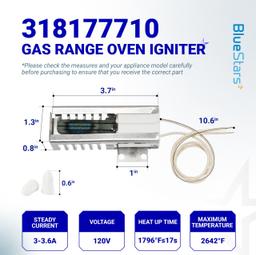 [Lifetime Warranty] 318177710 Gas Range Oven Igniter - Compatible with Frigidaire Kenmore GE Hotpoint Roper Tappan Gas Range - Replaces 5303935066 AR5066 12400035 7318177710 316428600 5303308452 thumbnail 1