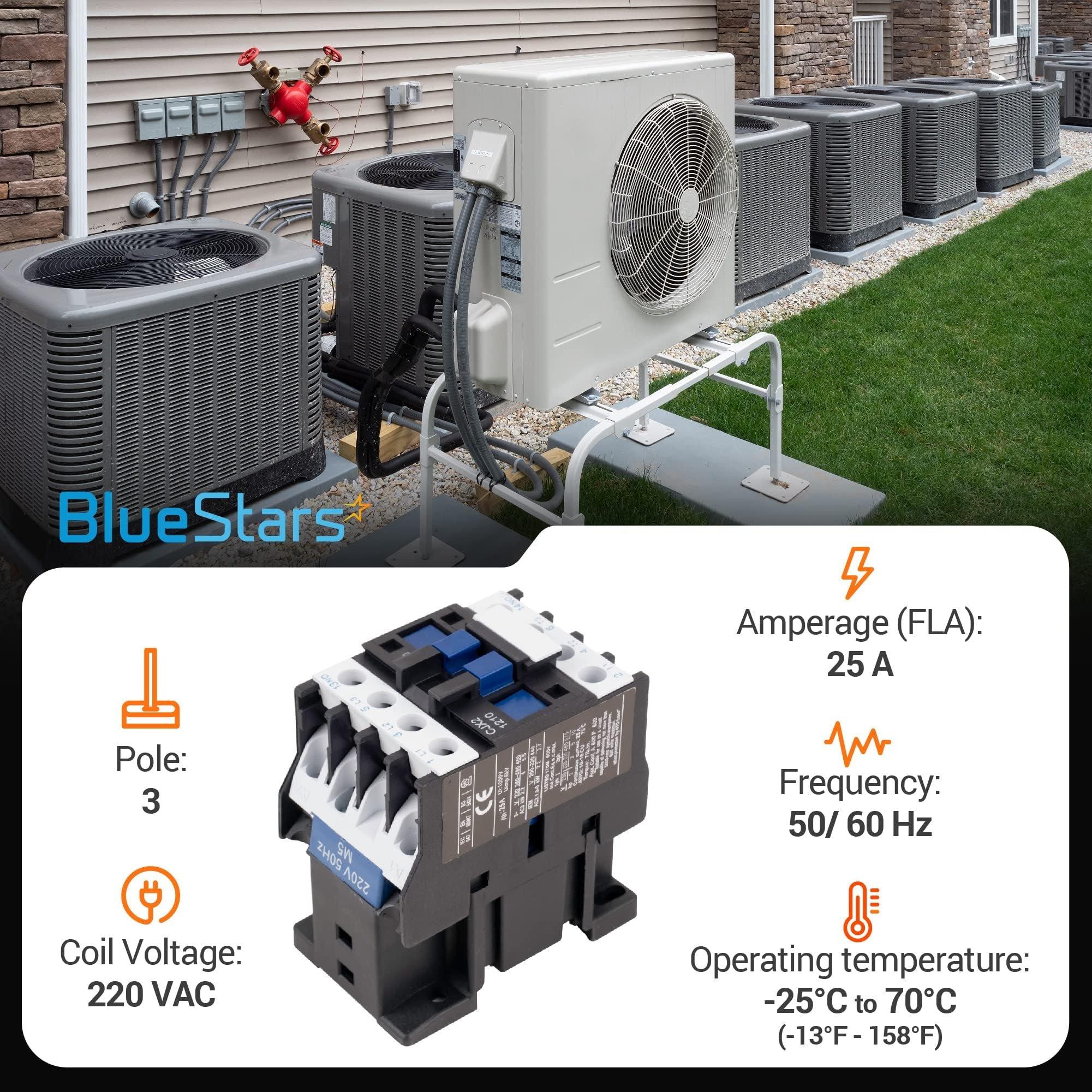 [Lifetime Warranty] CJX2-1210 AC Contactor 3 Pole 25 Amp 220VAC Coil - Normally Open, Replacement for Air Conditioner, Heat Pump & Refrigeration Systems image 1