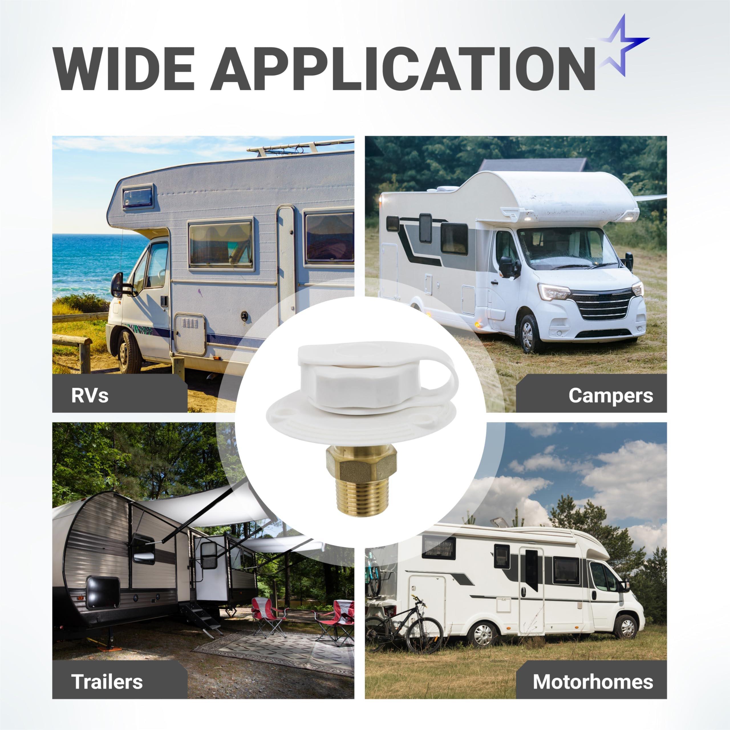 [Lifetime Warranty] RV City Water Inlet Brass with Check Valve - 3/4" NH Female to 1/2" NPT Male Thread - Includes Dust Plug image 7