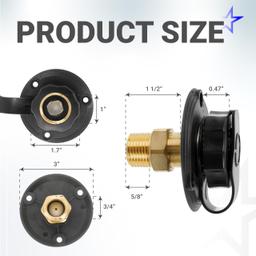 [Lifetime Warranty] RV City Water Inlet - Brass Black Flange with Check Valve - 3/4" NH Female Connection to 1/2" NPT Male Thread (Black) thumbnail 1