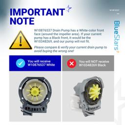 [Lifetime Warranty] W10876537 W10724439 Dishwasher Drain Pump - Compatible with Whirlpool Amana Kenmore KitchenAid Maytag - WDT720PADM2 WDF320PADS2 WDT970SAHZ0 WDT730PAHZ0 AP6004843 PS11738151 4454971 thumbnail 1