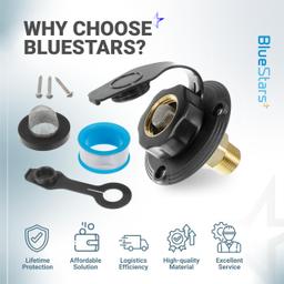 [Lifetime Warranty] RV City Water Inlet - Brass Black Flange with Check Valve - 3/4" NH Female Connection to 1/2" NPT Male Thread (Black) thumbnail 8