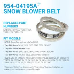 [Lifetime Warranty] 954-04195A Auger Belt for MTD, Cub Cadet, Troy-Bilt, Craftsman, Yard Man, Yard Machines Snowblower Snow Thrower - 1/2" x 37" thumbnail 3