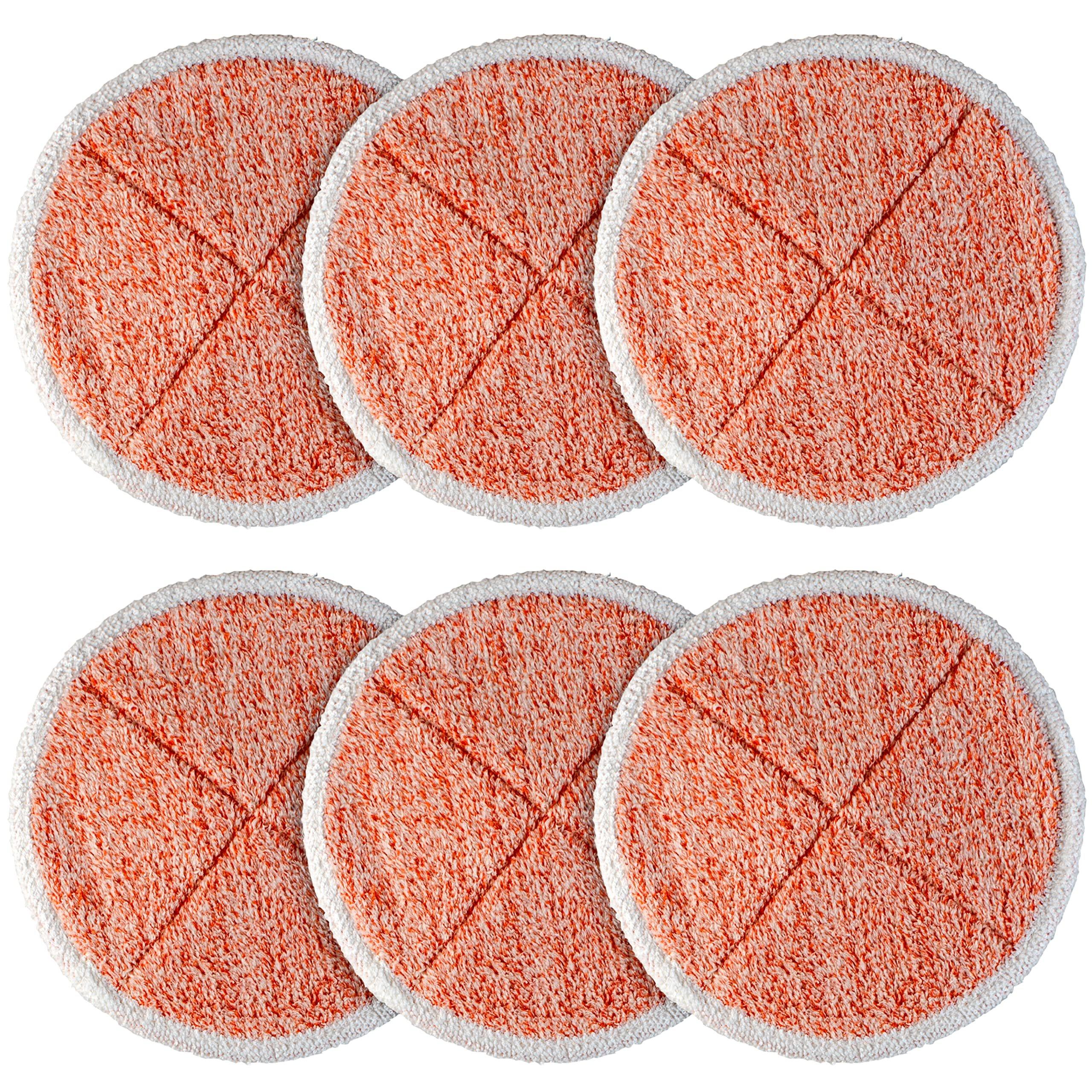 [Lifetime Warranty] 2124, 2039A, 2307, 23157, 20391, 20399 Replacement 2124 Mop Pads - Compatible with Bissell Spinwave Hard Mop Cleaners (Orange) - Pack of 6 image 0